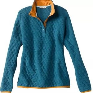Orvis cozy quilted mock neck pullover sweater